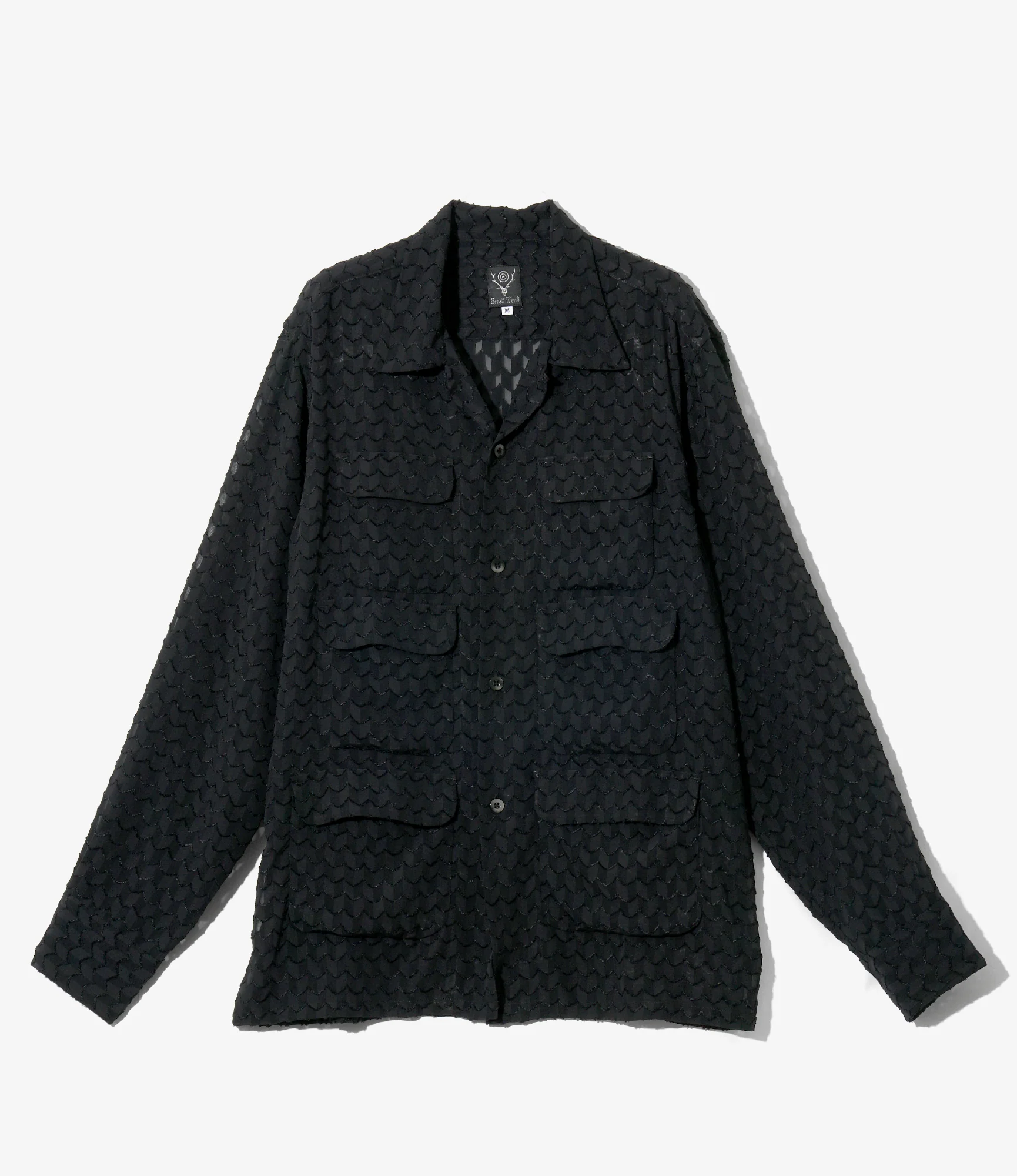 Women's 6 Pocket Shirt - Black - Poly Chiffon Cut Jq