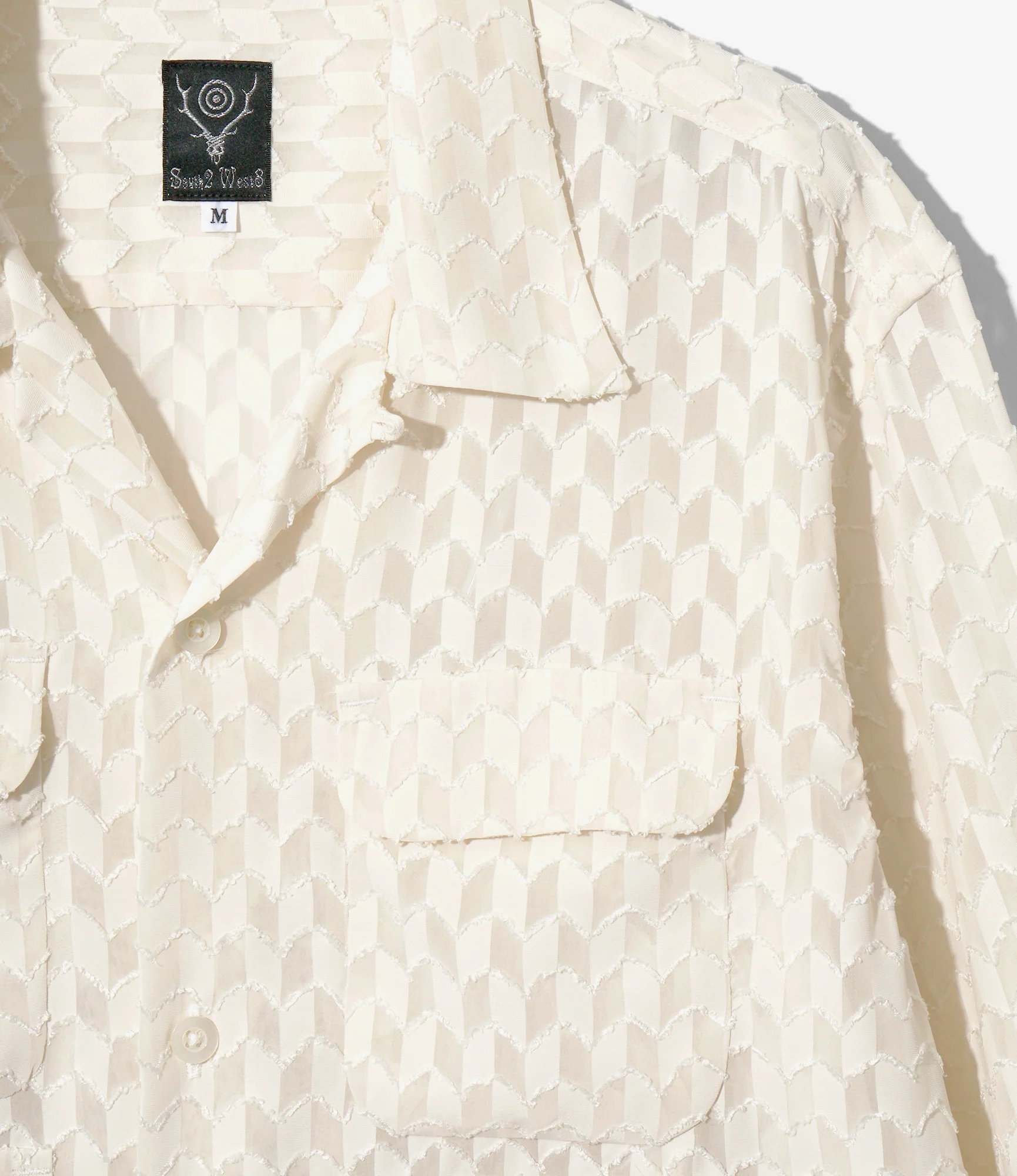 Women's 6 Pocket Shirt - Ivory - Poly Chiffon Cut Jq - Image 2