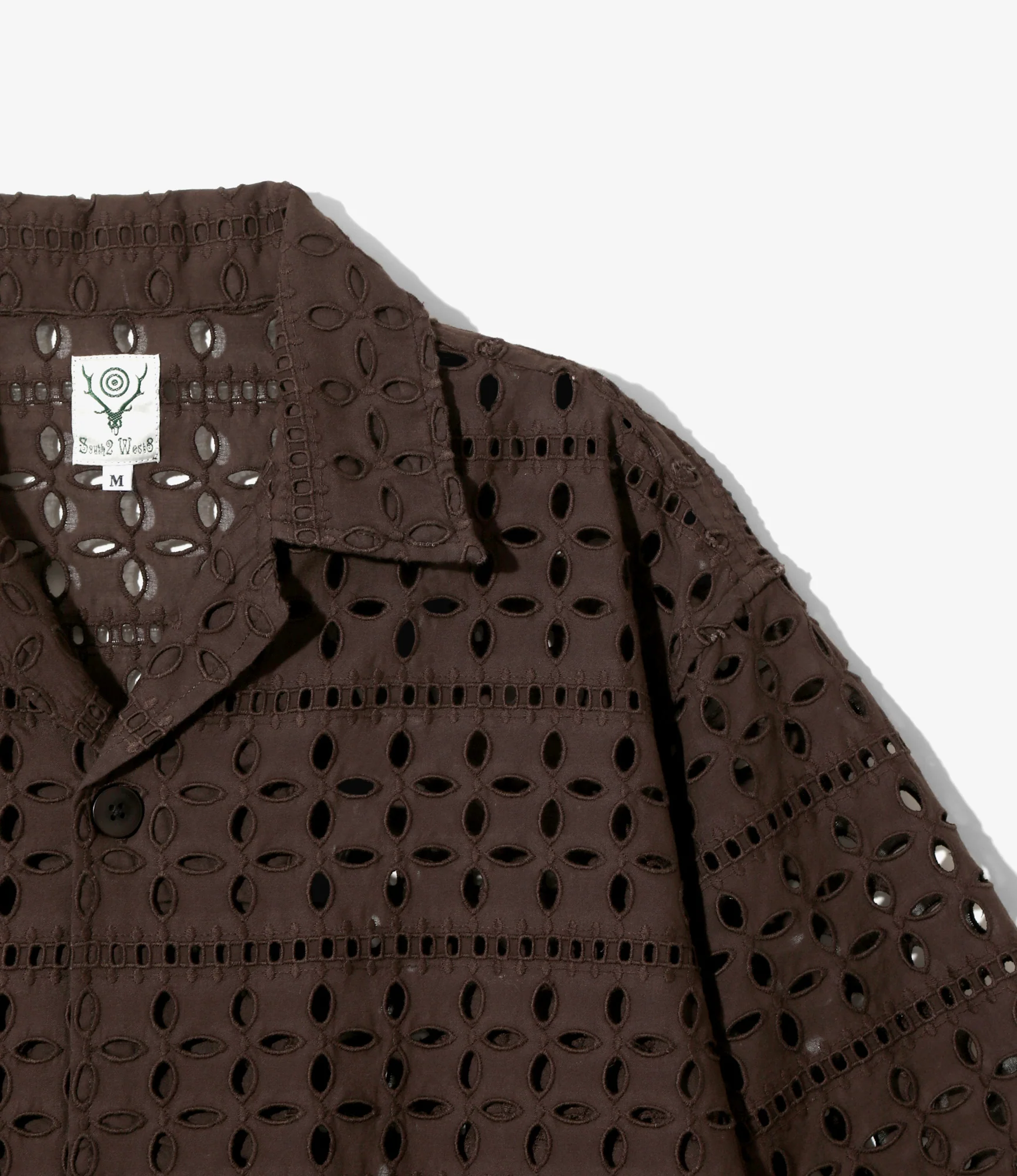 Women's Cabana Shirt - Dk. Brown - Cutwork Embroidery - Image 2