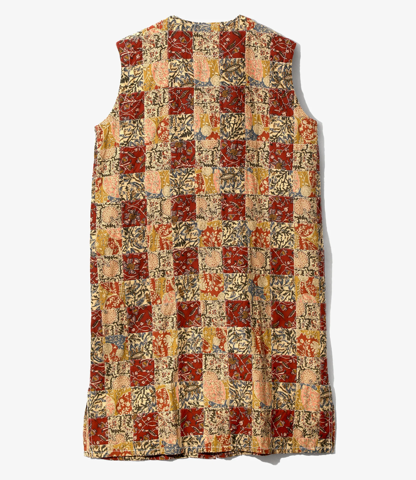 Women's Sleeveless V Neck Dress - Batik Patchwork - Batik Printed Patchwork - Image 3