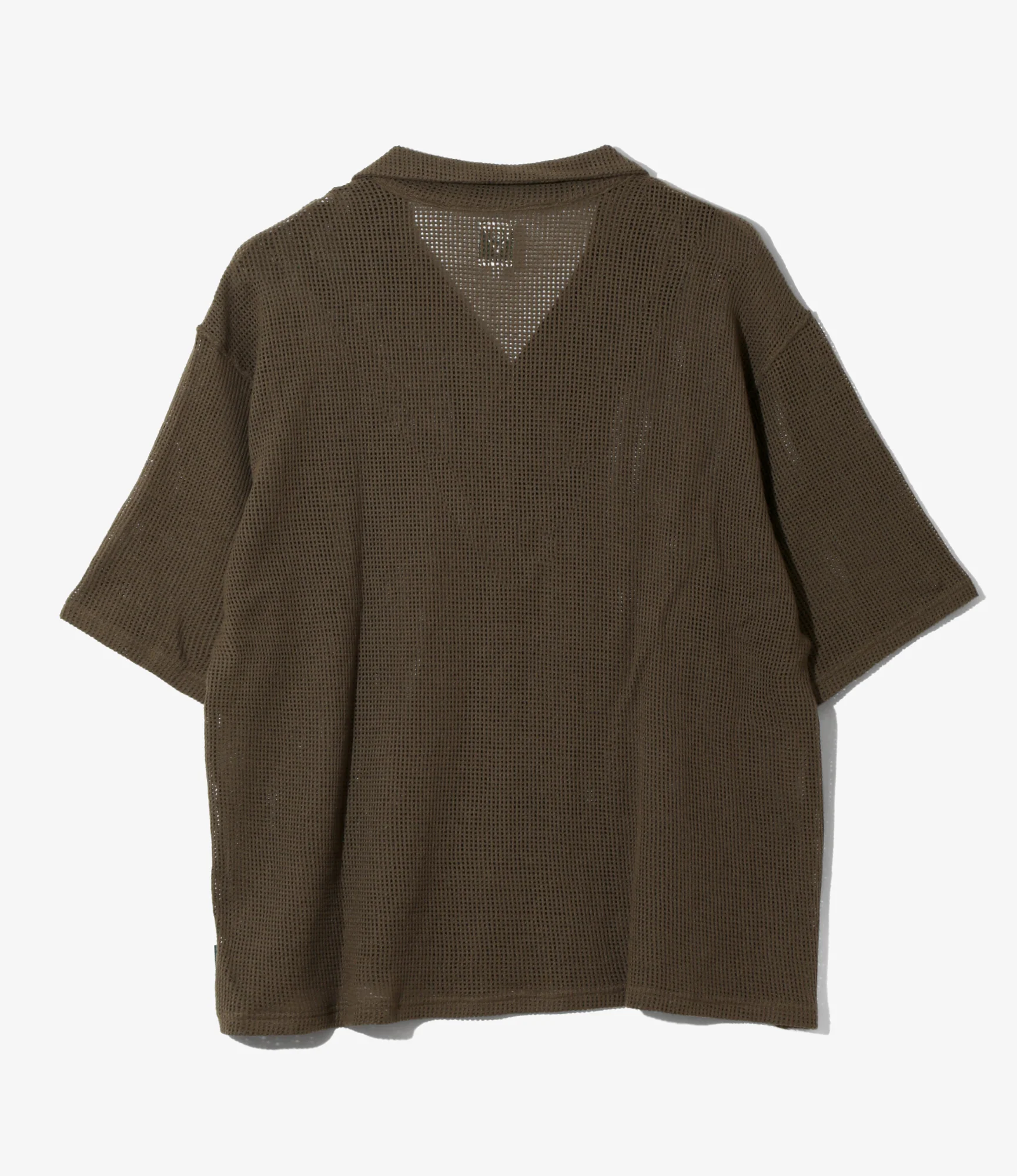 Women's S/S Open Collar Shirt - Olive - Cotton Mesh - Image 4