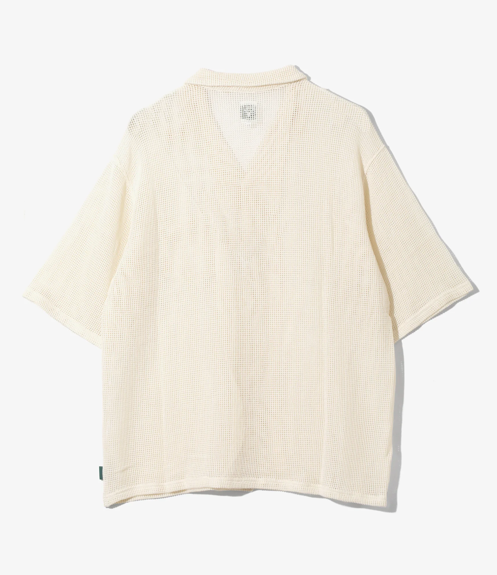 Women's S/S Open Collar Shirt - White - Cotton Mesh - Image 4