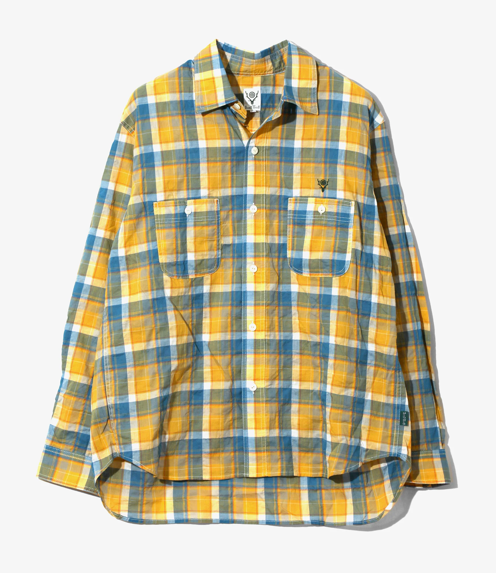 Work Shirt - Yellow - Cotton Lawn Shirring / Plaid