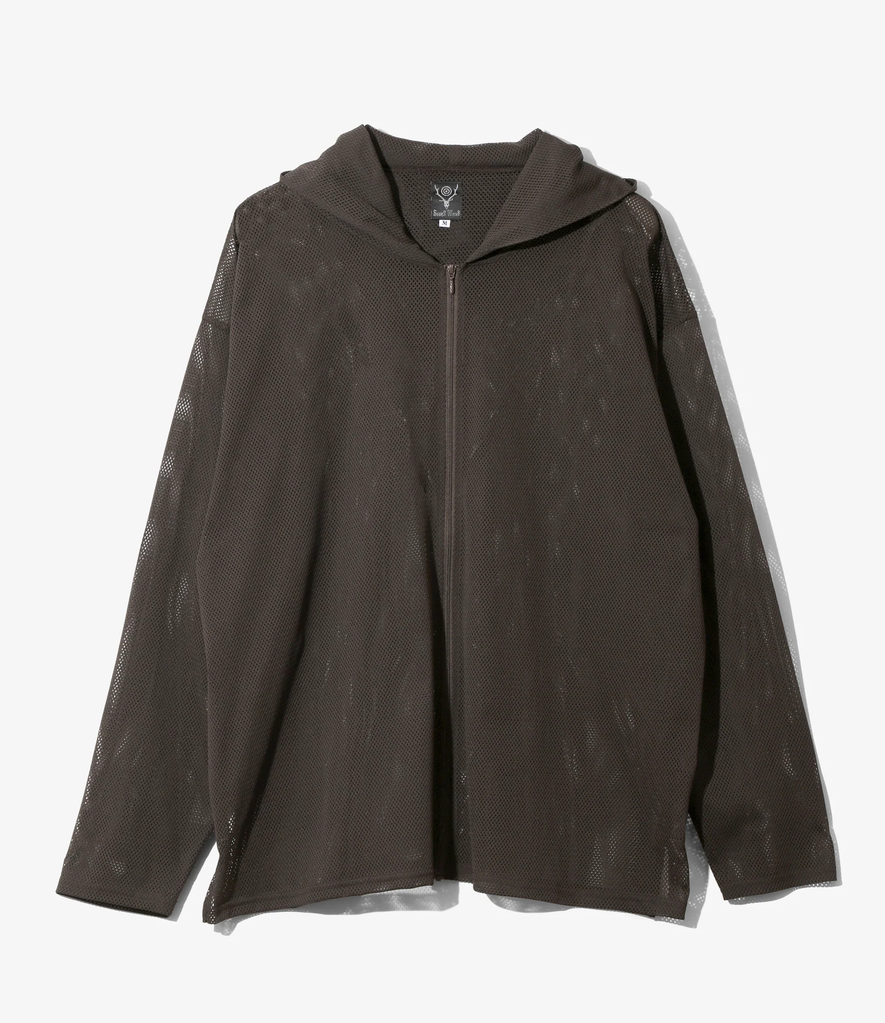Zipped Hoody - Dk.Brown - Knit Mesh