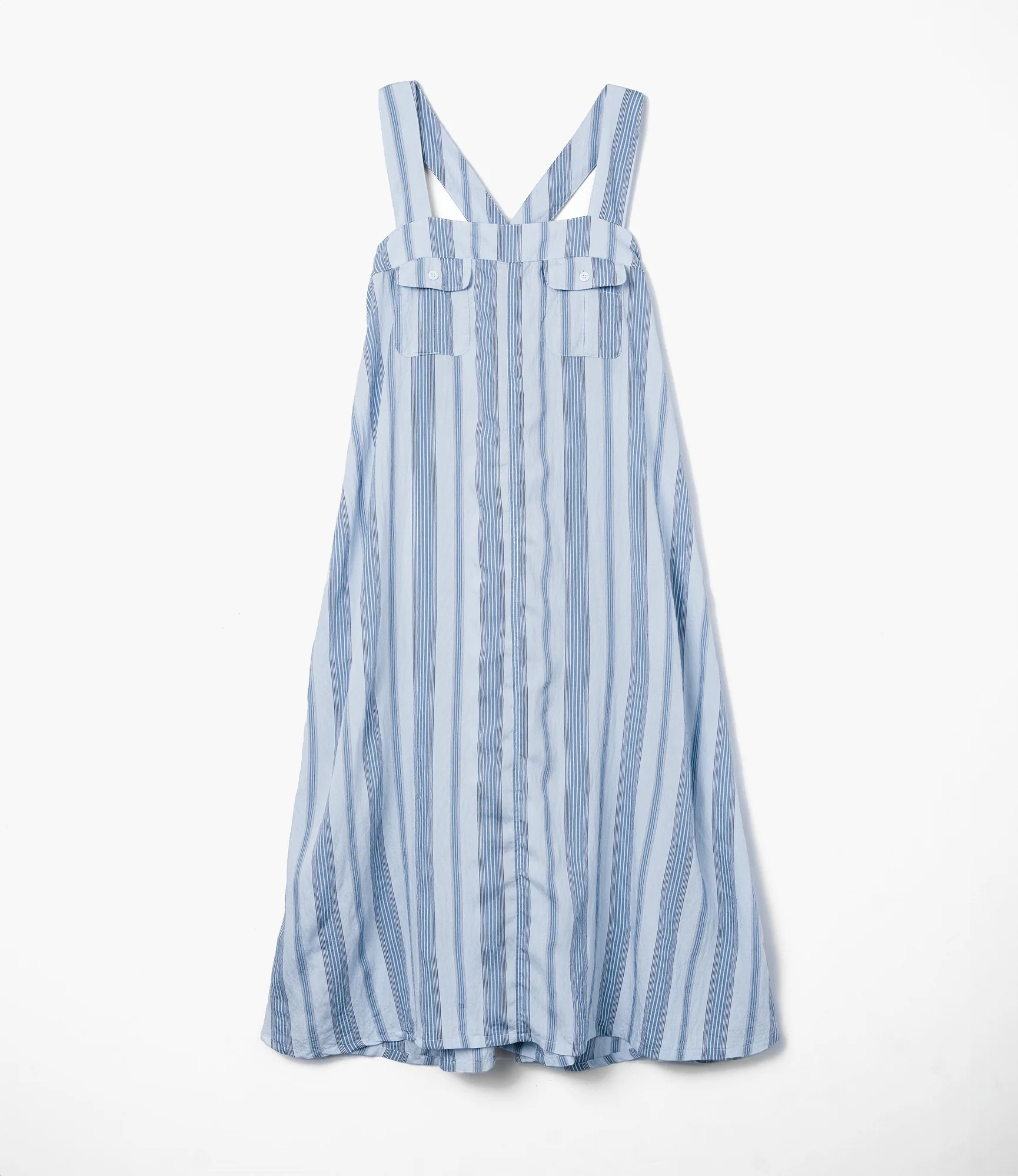 Women's Cinch Dress - Lt. Blue Wide Stripe