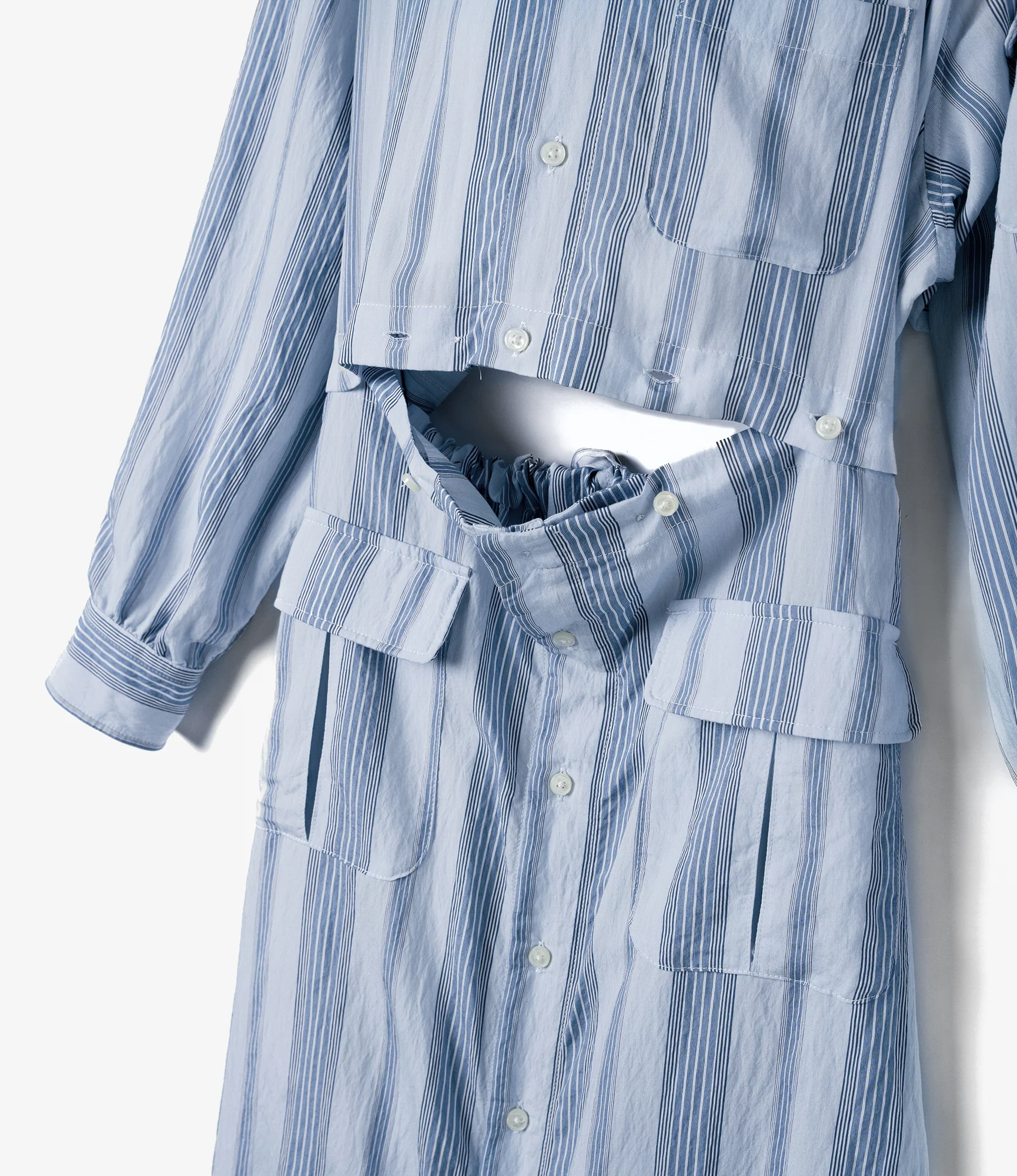 Women's Shifting Dress - Lt. Blue Wide Stripe - Image 3