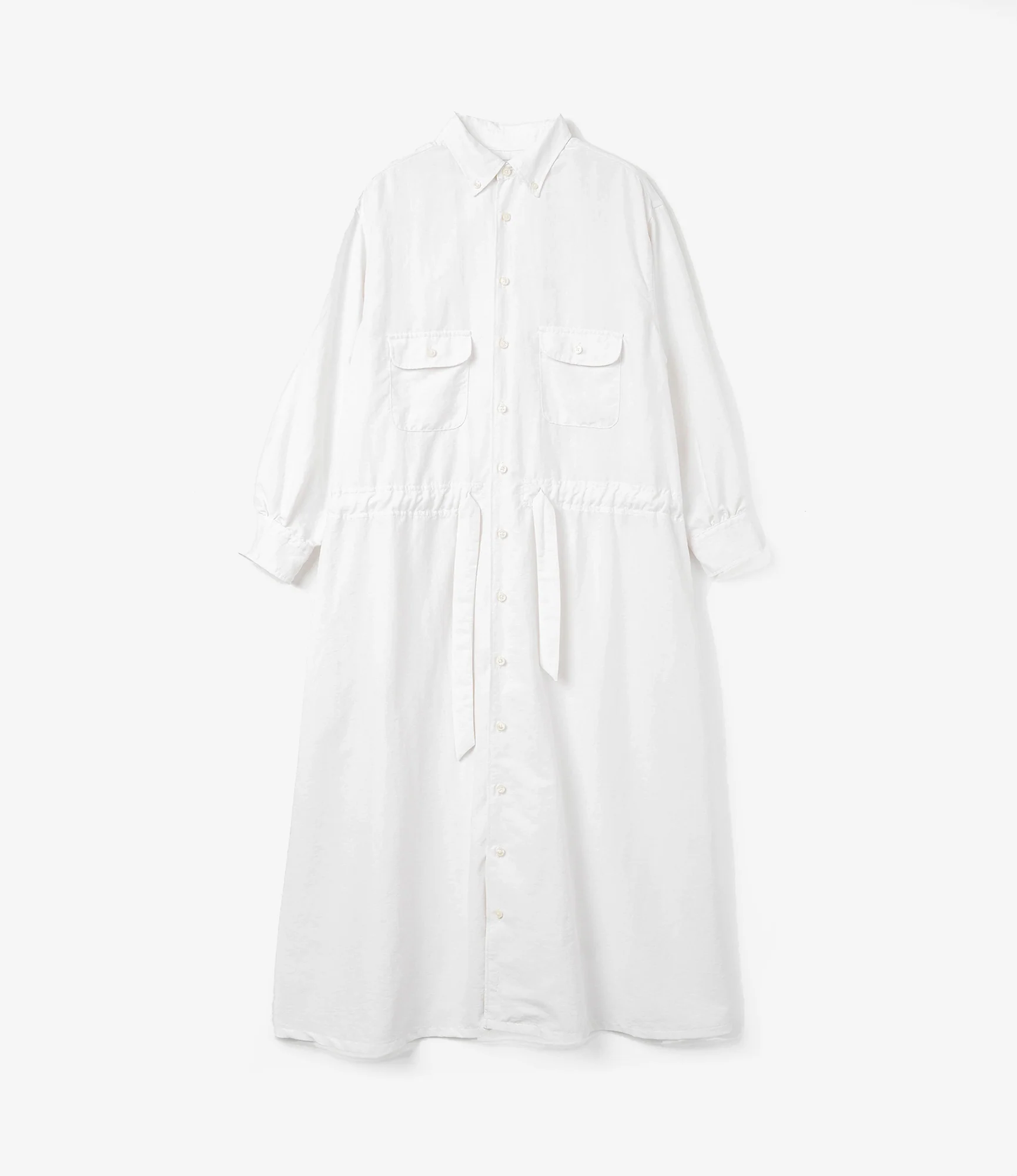 Women's The Button Down Dress - White Nylon 4ply Taslan