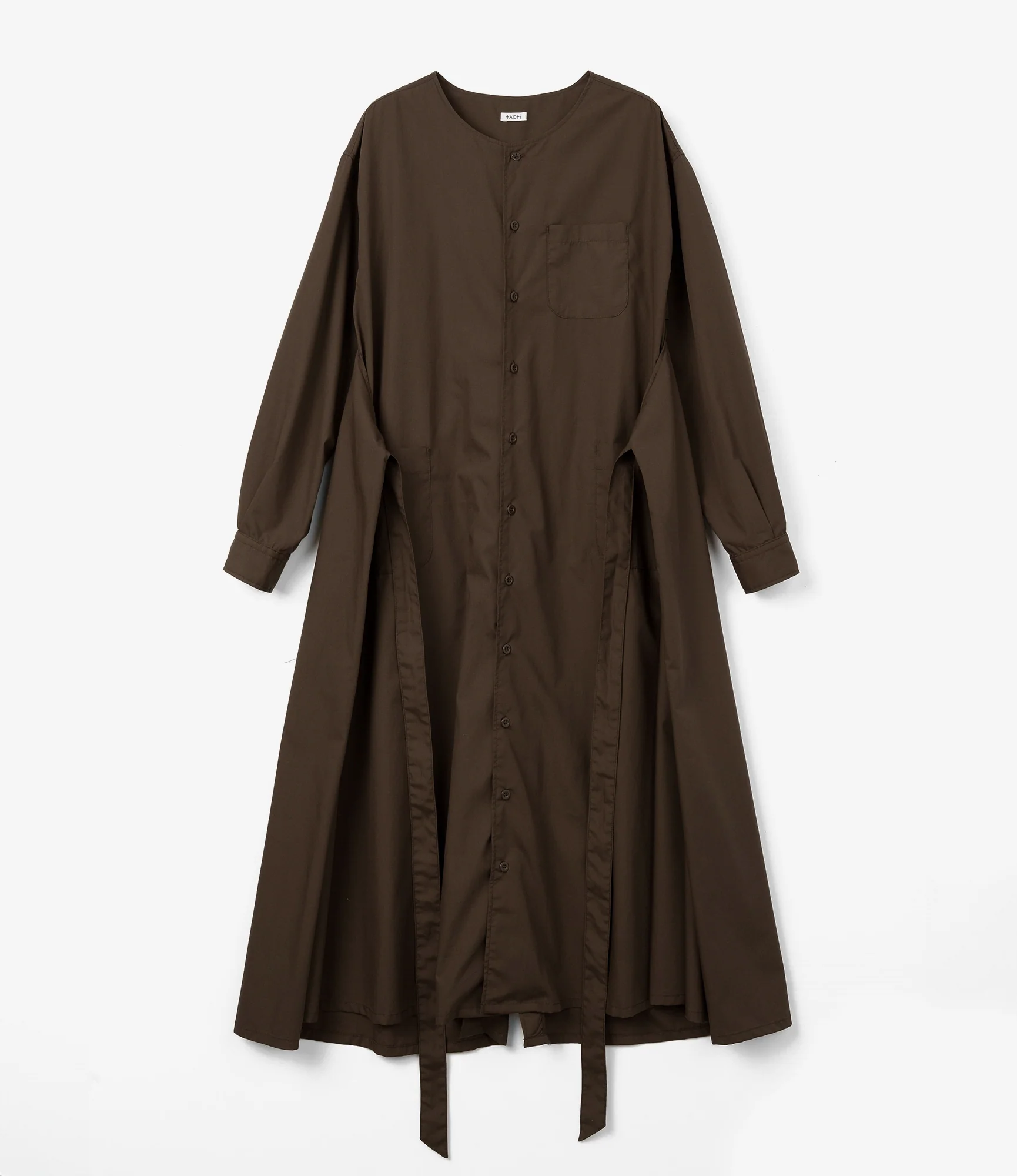 Women's Tie Dress - Brown Imperial Broadcloth