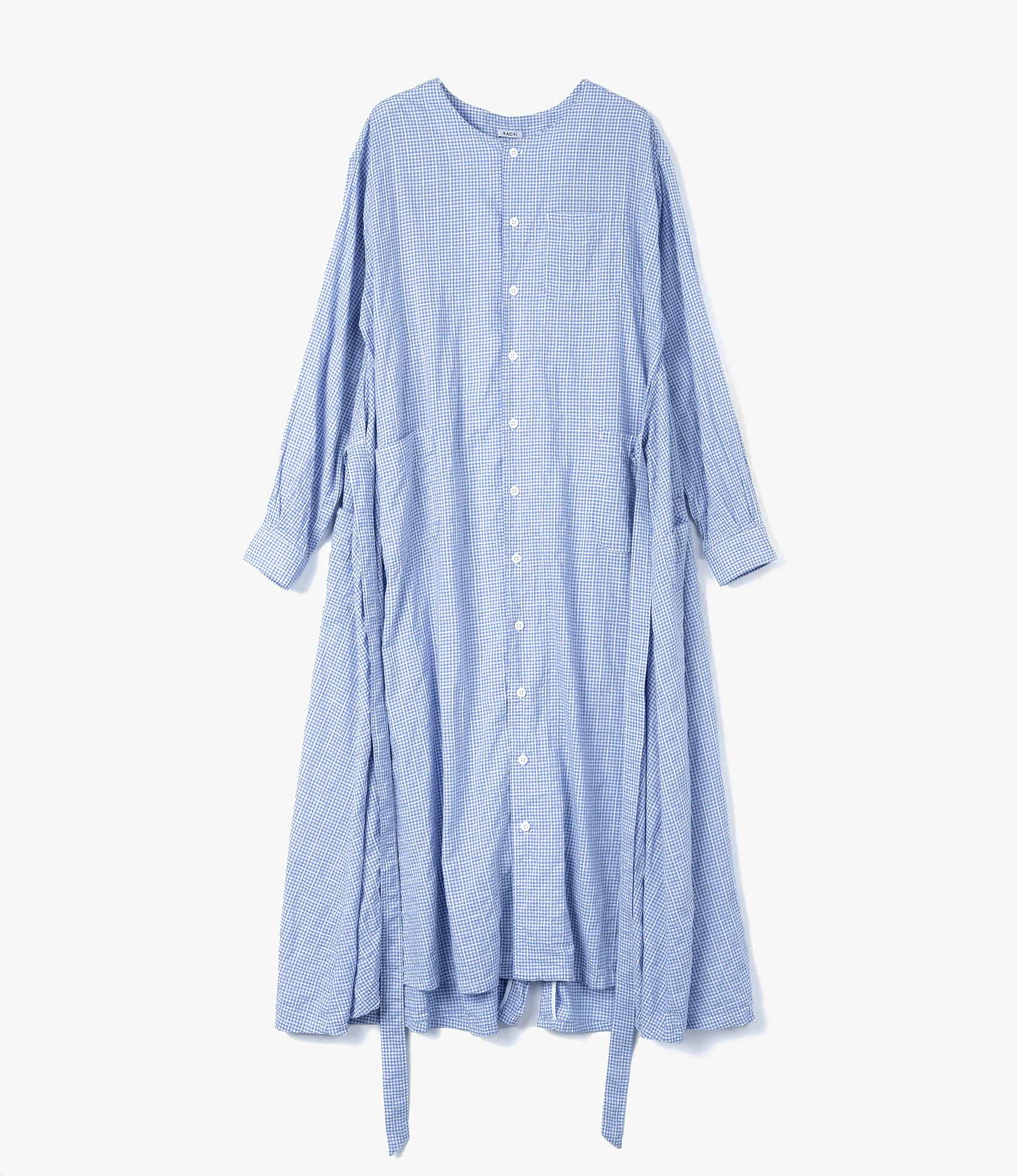 Women's Tie Dress - Lt. Blue Windowpane Gingham