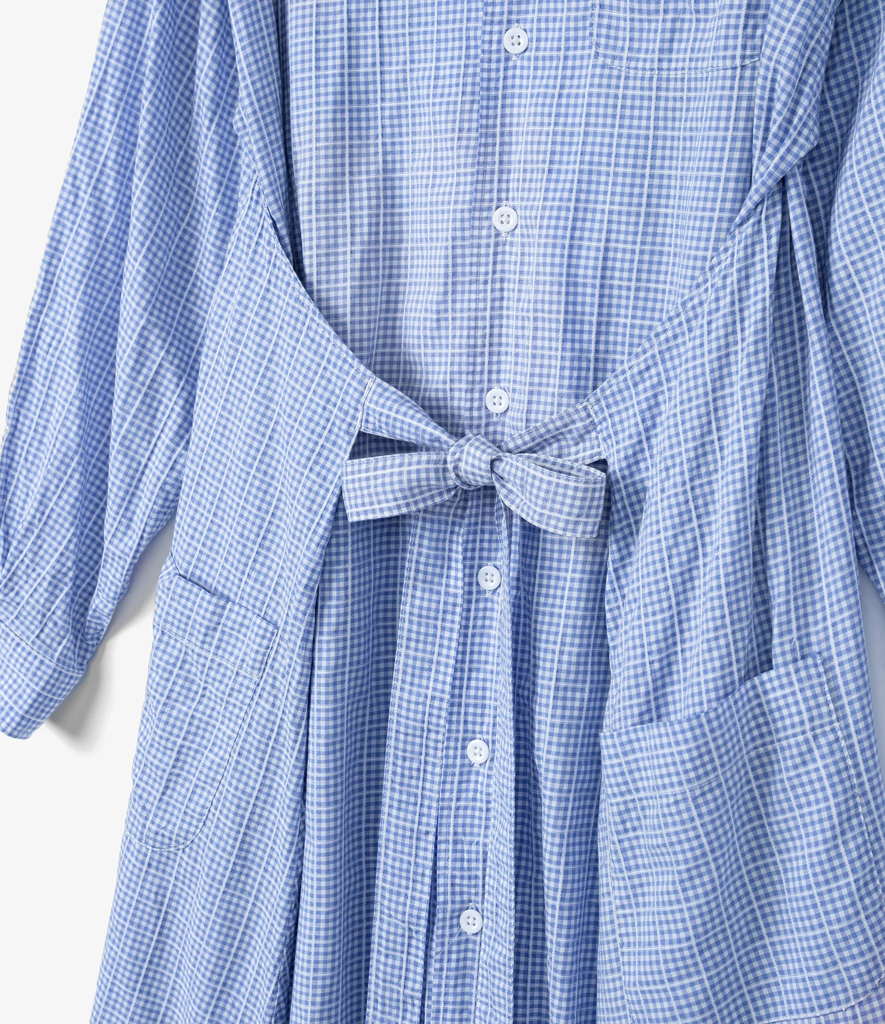 Women's Tie Dress - Lt. Blue Windowpane Gingham - Image 5