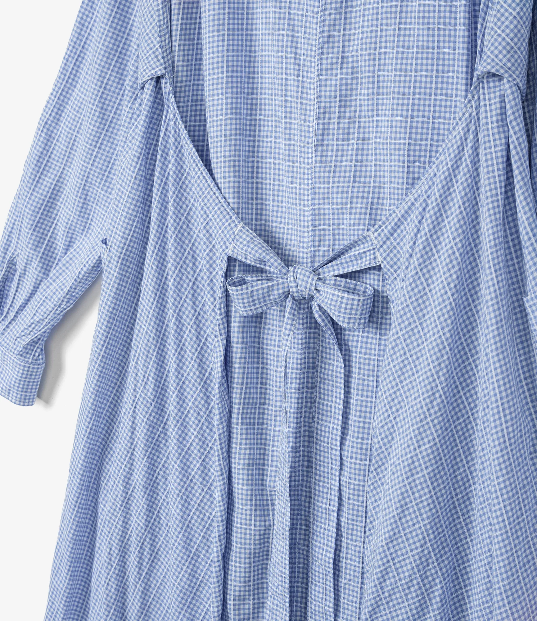 Women's Tie Dress - Lt. Blue Windowpane Gingham - Image 6