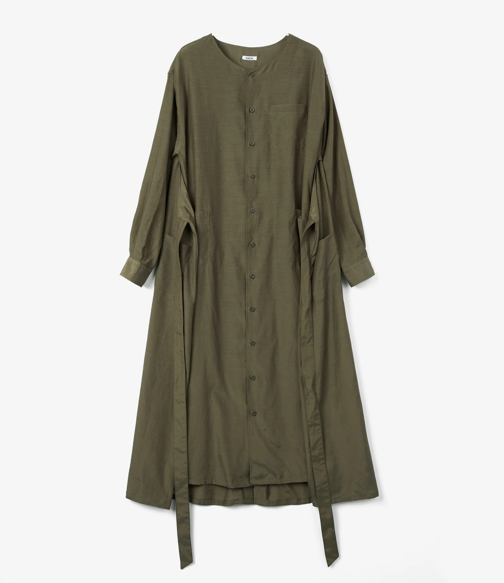Women's Tie Dress - Olive Sheer Cupro