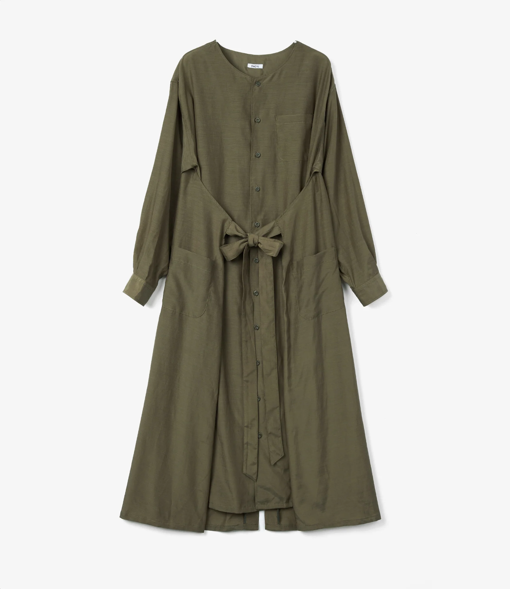 Women's Tie Dress - Olive Sheer Cupro - Image 2