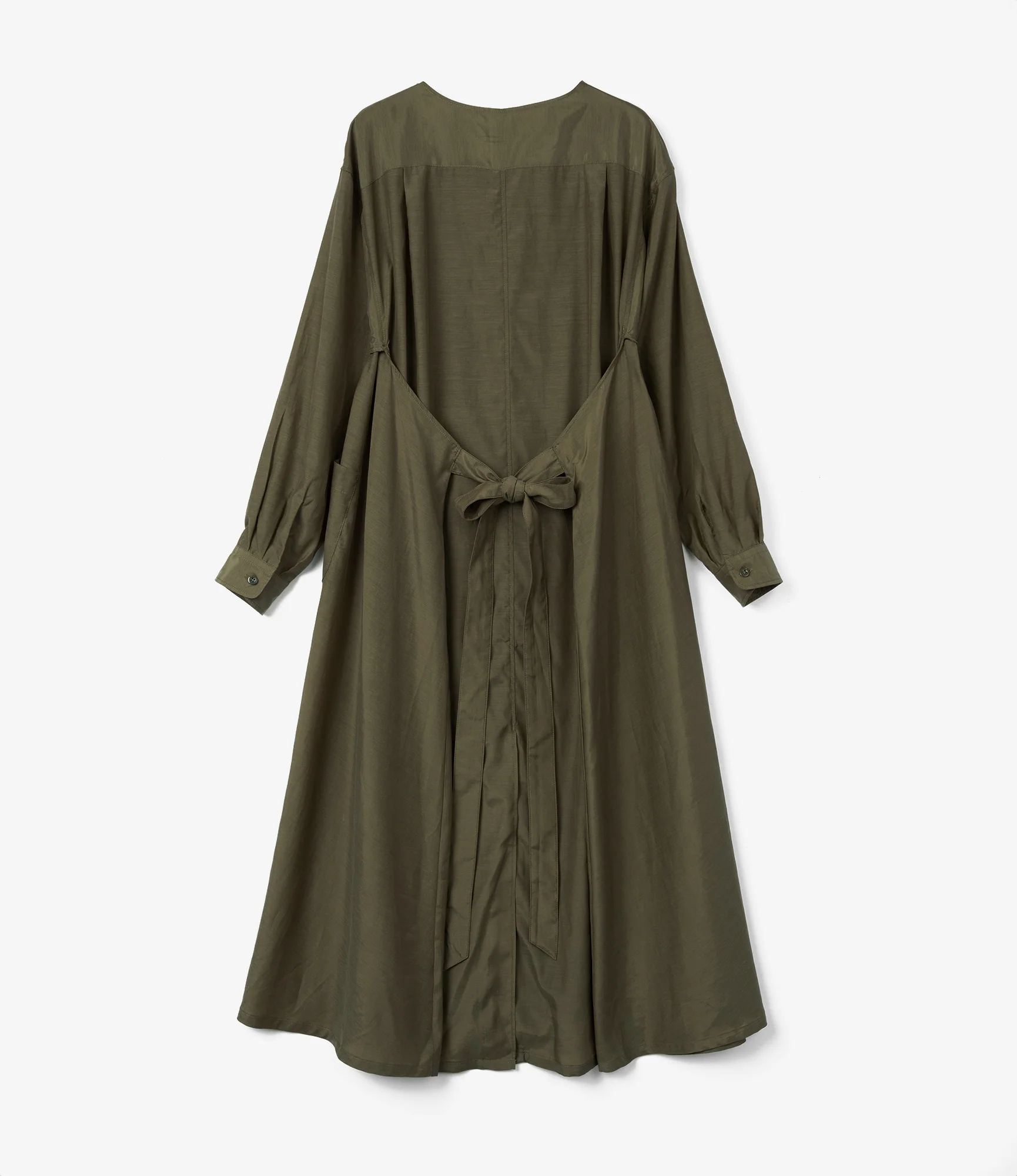 Women's Tie Dress - Olive Sheer Cupro - Image 4