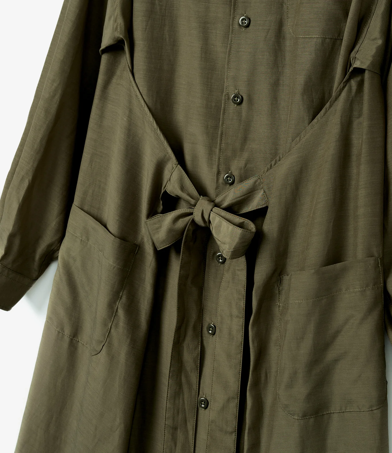 Women's Tie Dress - Olive Sheer Cupro - Image 5