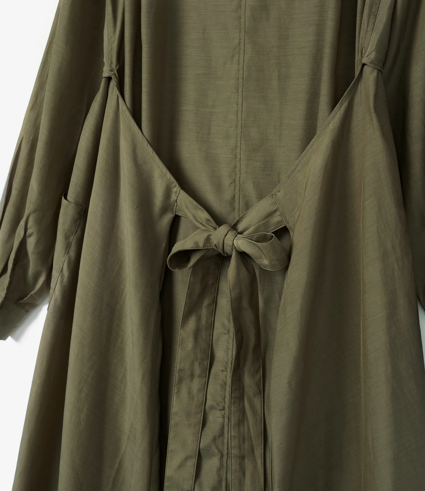 Women's Tie Dress - Olive Sheer Cupro - Image 6