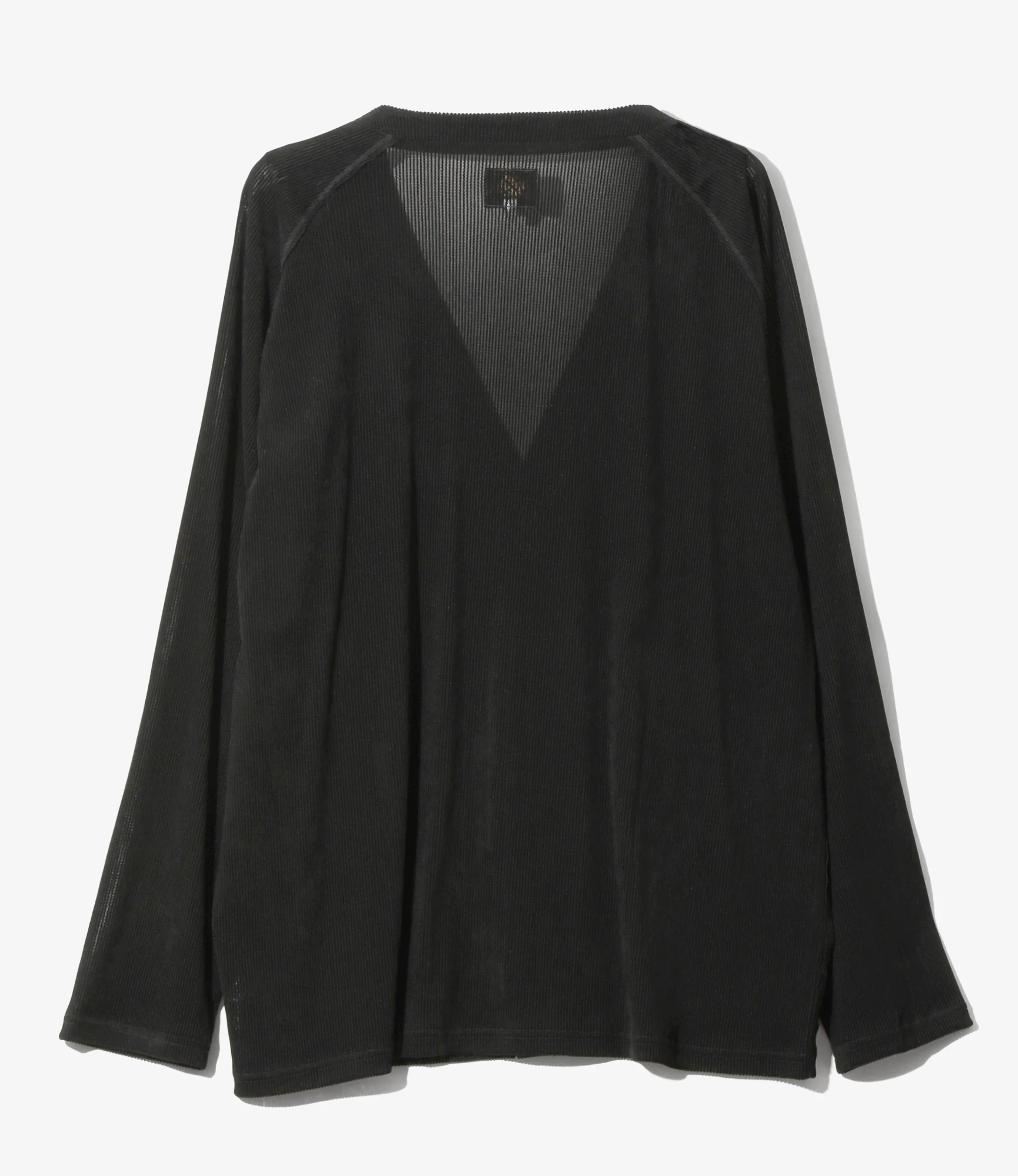 V-Neck Cardigan - Black - Flocked Stripe Lace - Image 3