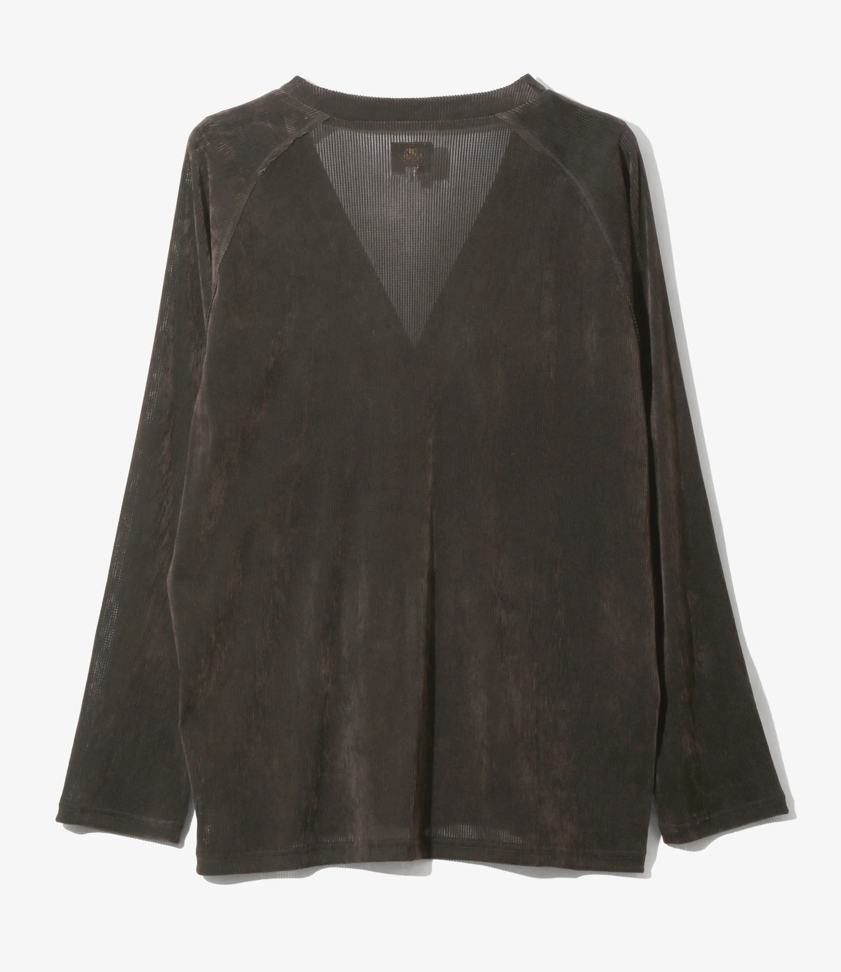 V-Neck Cardigan - Brown - Flocked Stripe Lace - Image 3