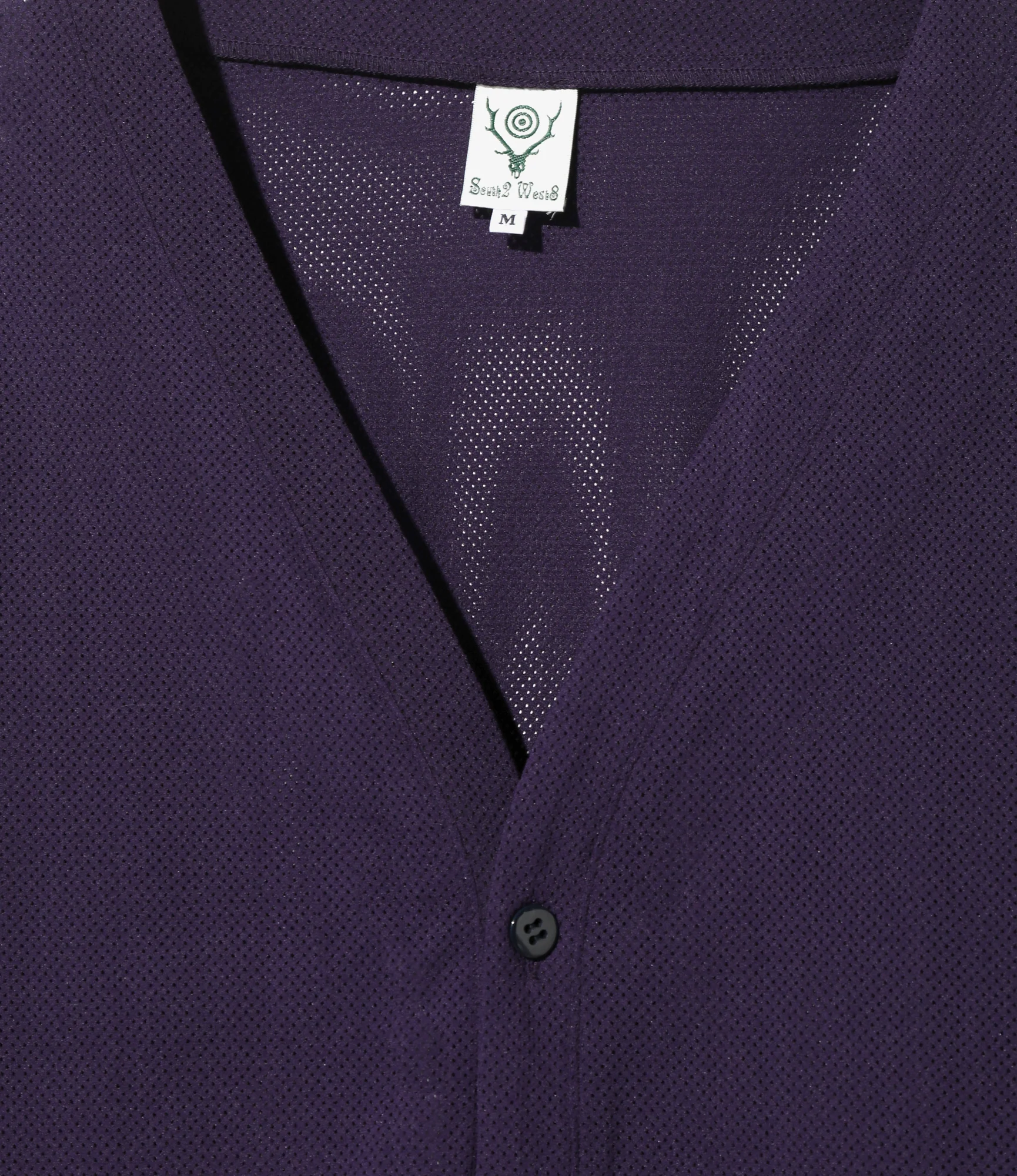V-Neck Cardigan - Dk. Purple - Knit Mesh - Image 2