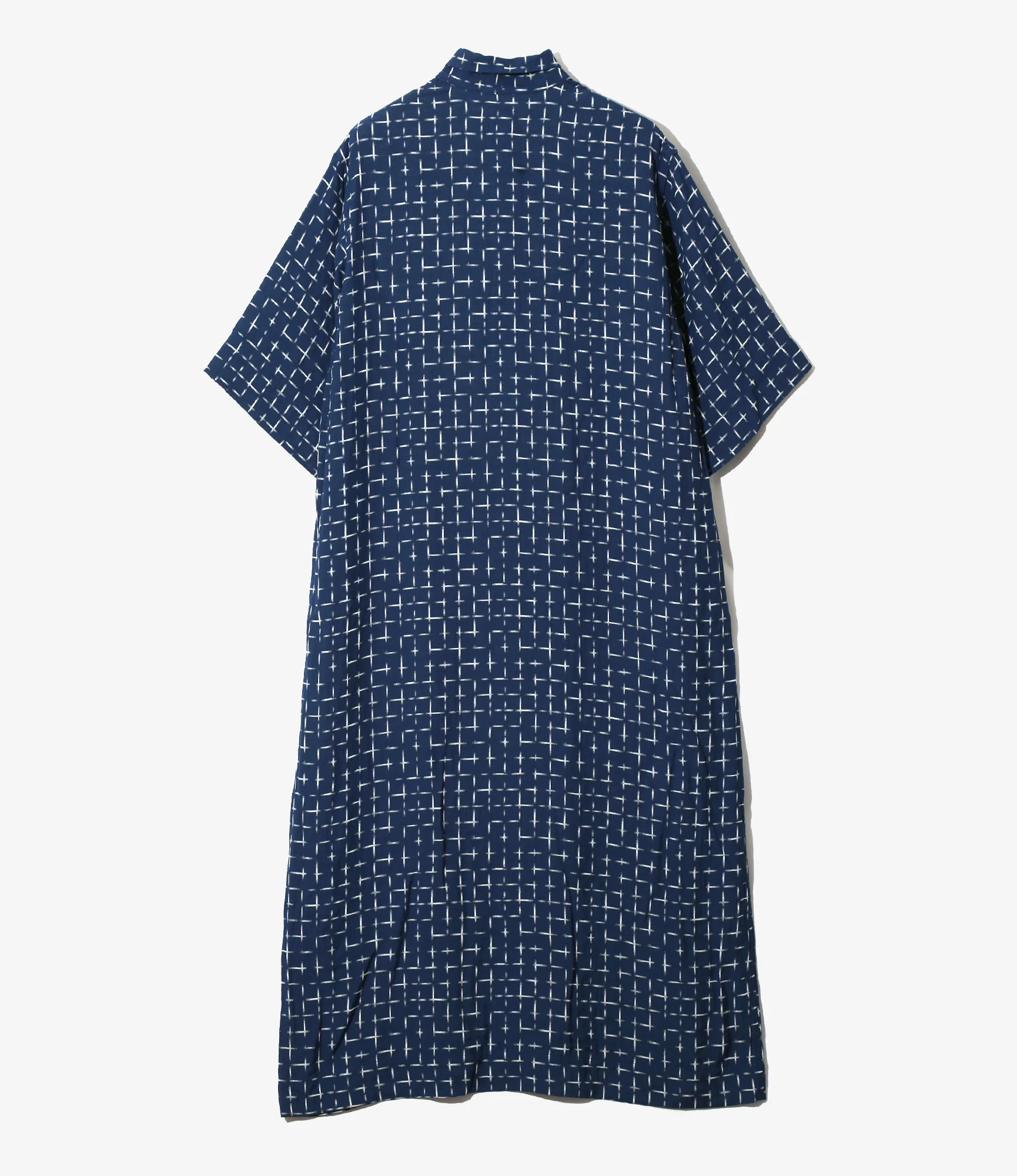 Women's Ascot Collar Shirt - Navy - Gradational Plaid - Image 3
