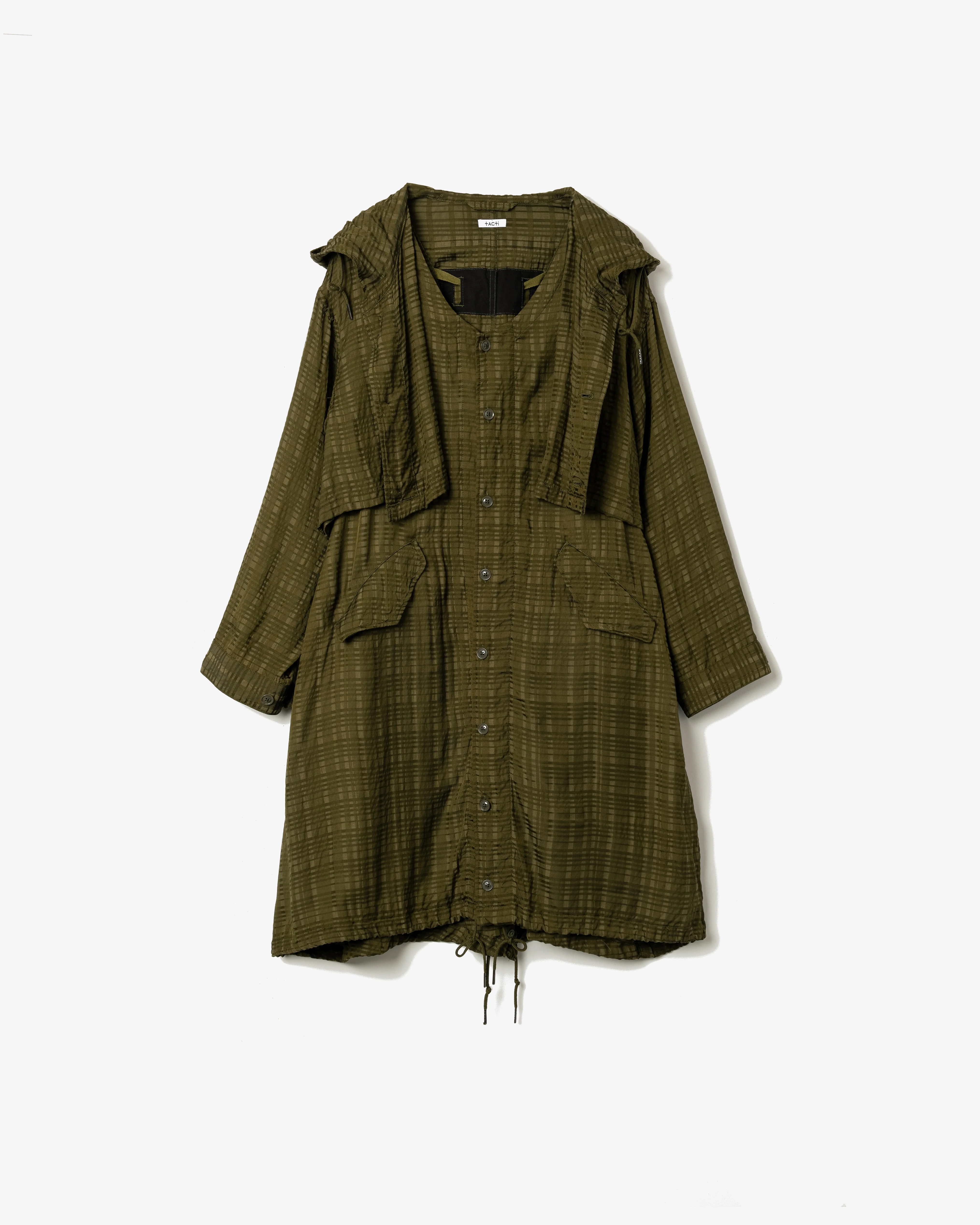 Women's M51 Dress - Olive Check Rayon Cotton - Image 3