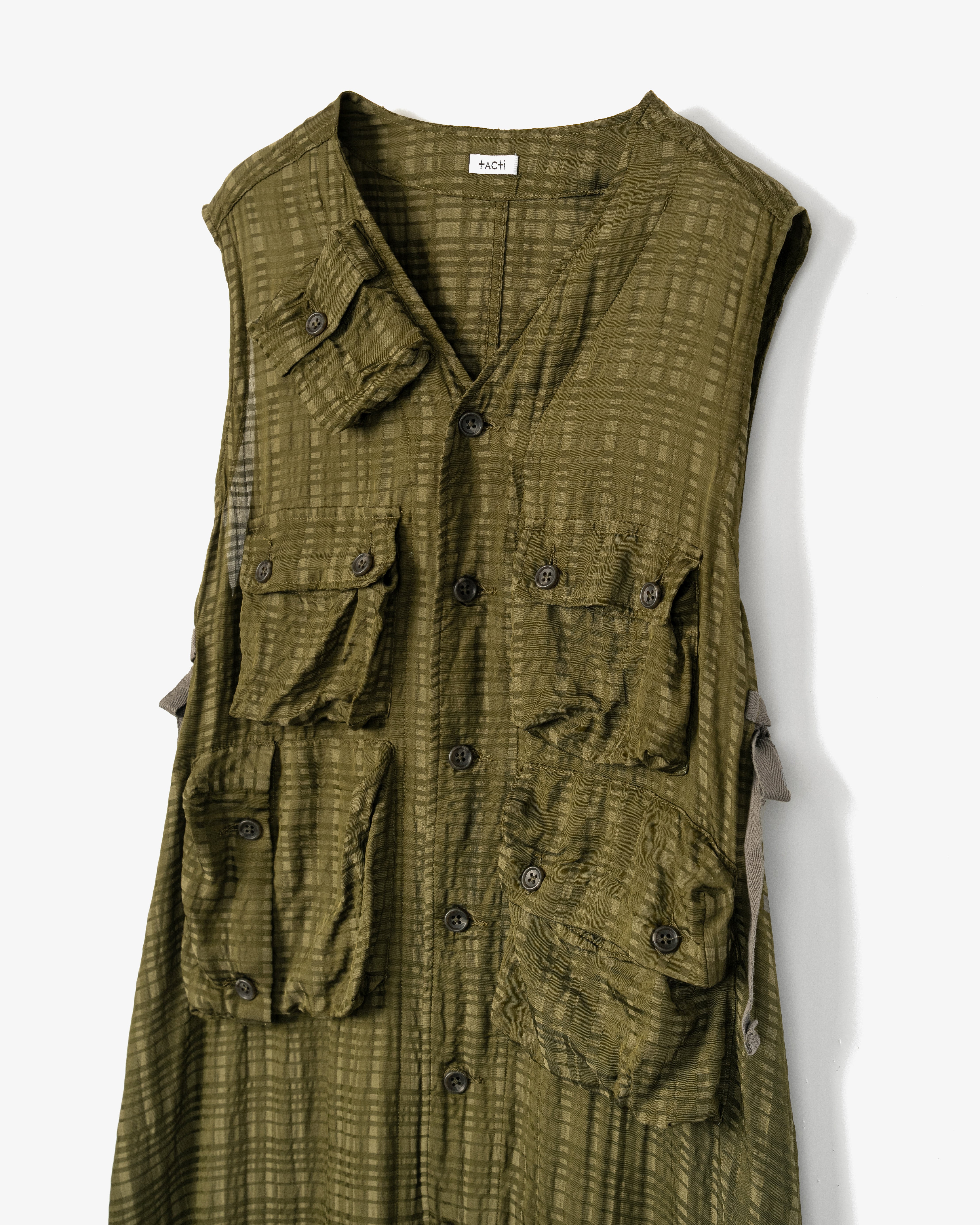 Women's C-1 Dress - Olive Check Rayon Cotton - Image 3