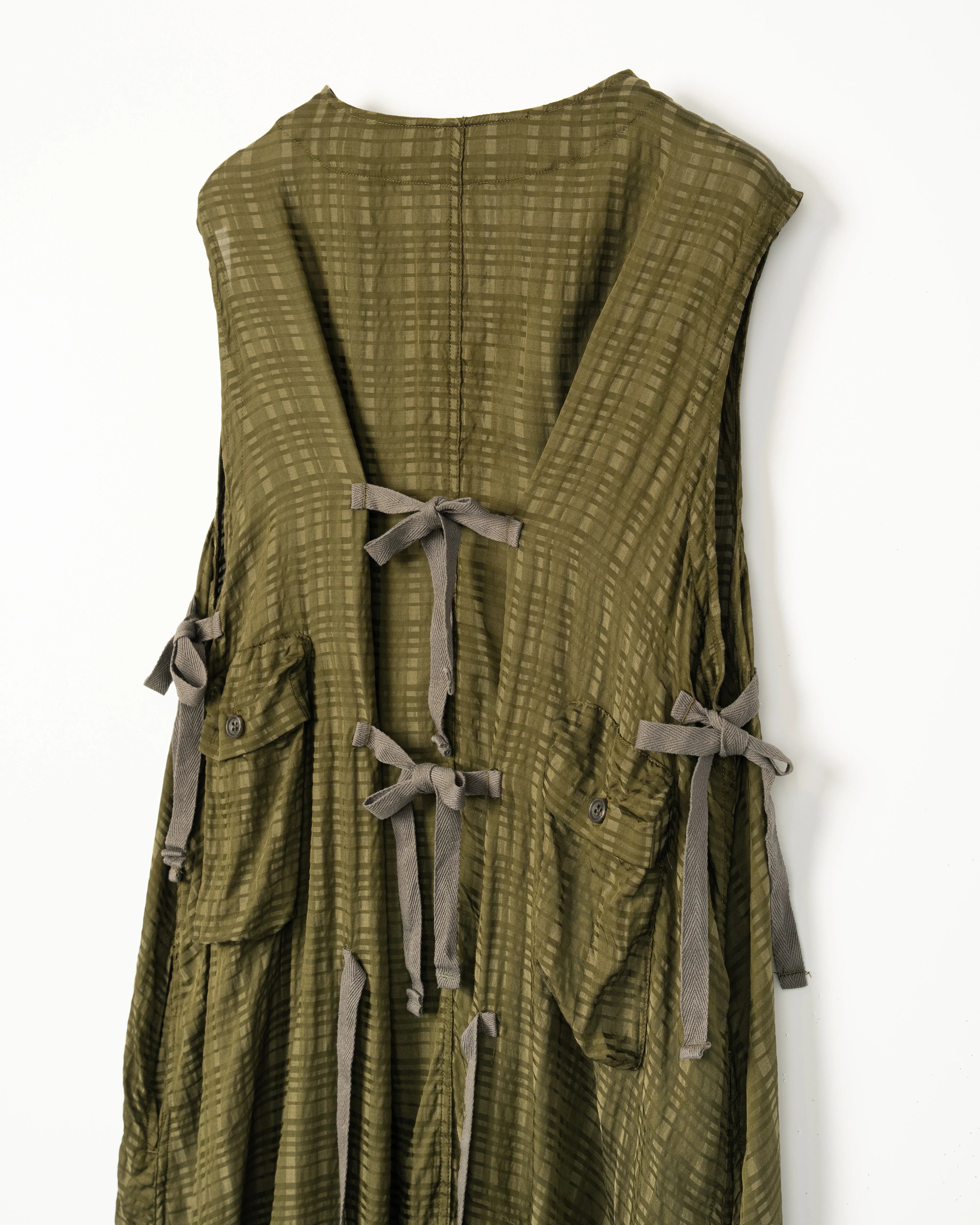 Women's C-1 Dress - Olive Check Rayon Cotton - Image 4