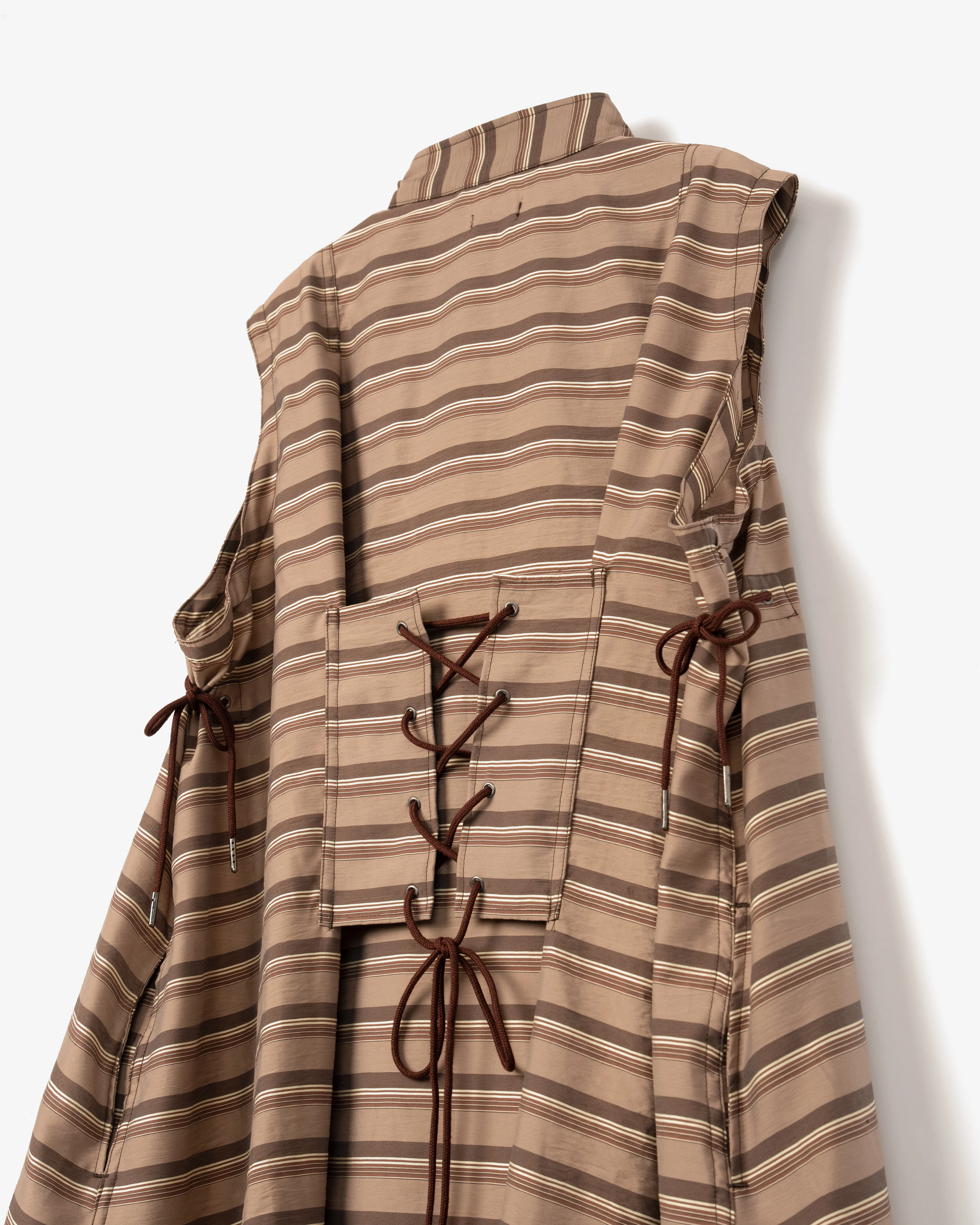 Women's Flak Dress - Brown Striped Viscose - Image 4